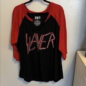 Women's Slayer Black and Red Long Sleeve Tee